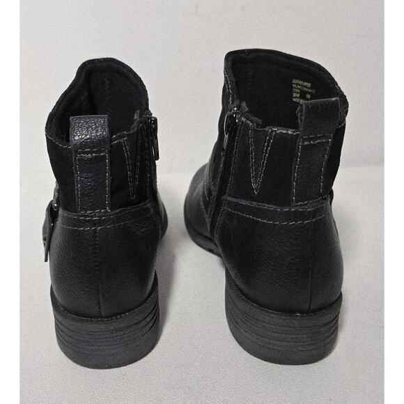 Earth Origins Women Paris Black Leather Zip Up Ankle Boot Strap Size 8 Wide - Picture 6 of 10